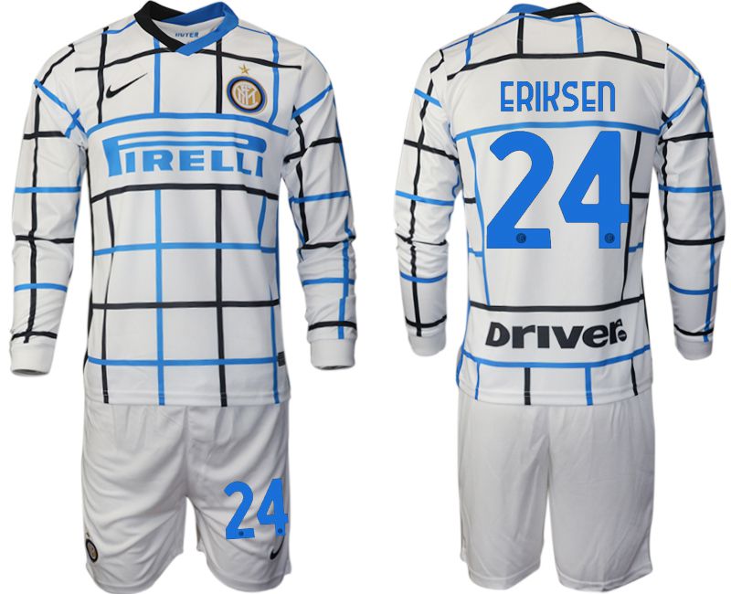 Men 2020-2021 club Inter milan away long sleeve #24 white Soccer Jerseys